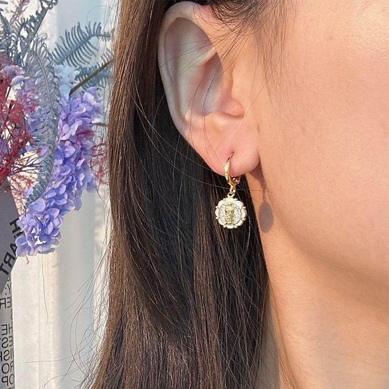 Wholesale Oil Drops Heart Flowers Copper Earrings