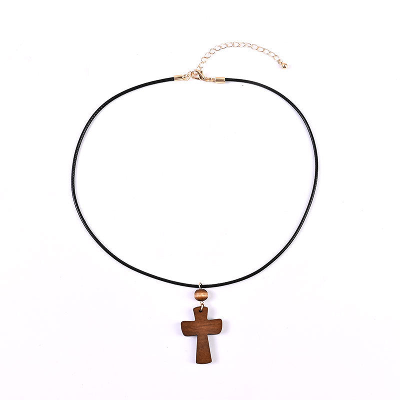 Wholesale Wooden Cross Red Bean Necklace