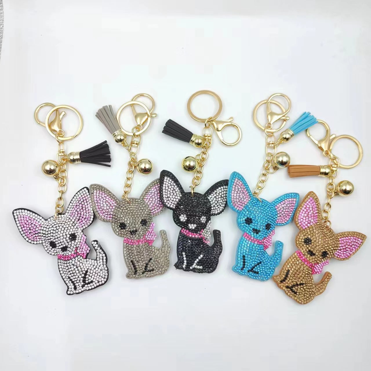 Wholesale  Cartoon Cute Cat Hot Diamond Cat  Tassel  Alloy Keychain