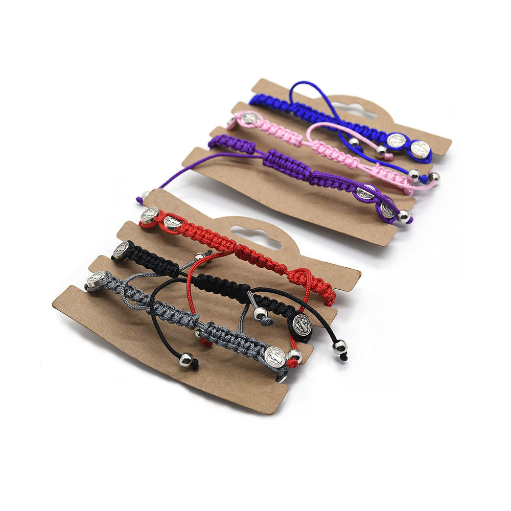 Wholesale Alloy Multicolor Braided Knot Rosary Beads Bracelet