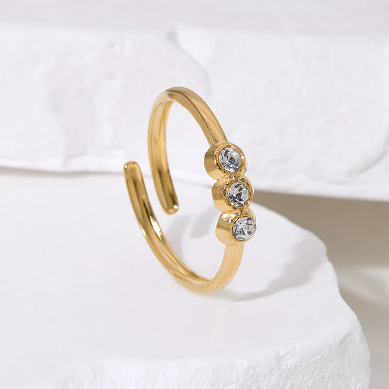 Wholesale Diamond-Set Stainless Steel  Open Ring