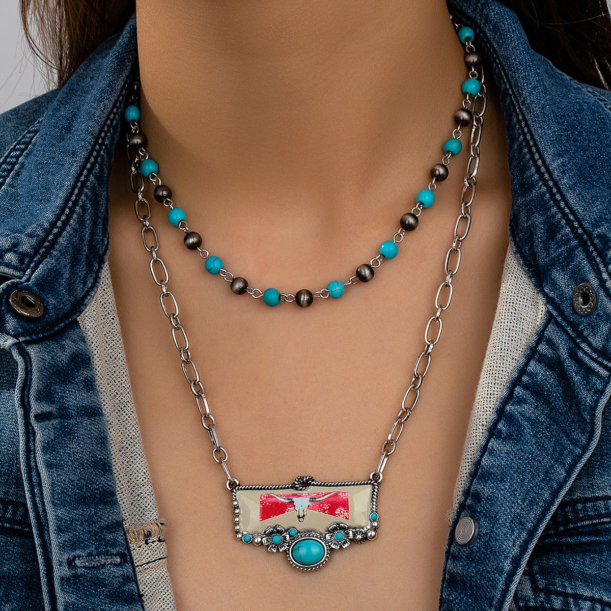 Wholesale Western style turquoise necklace