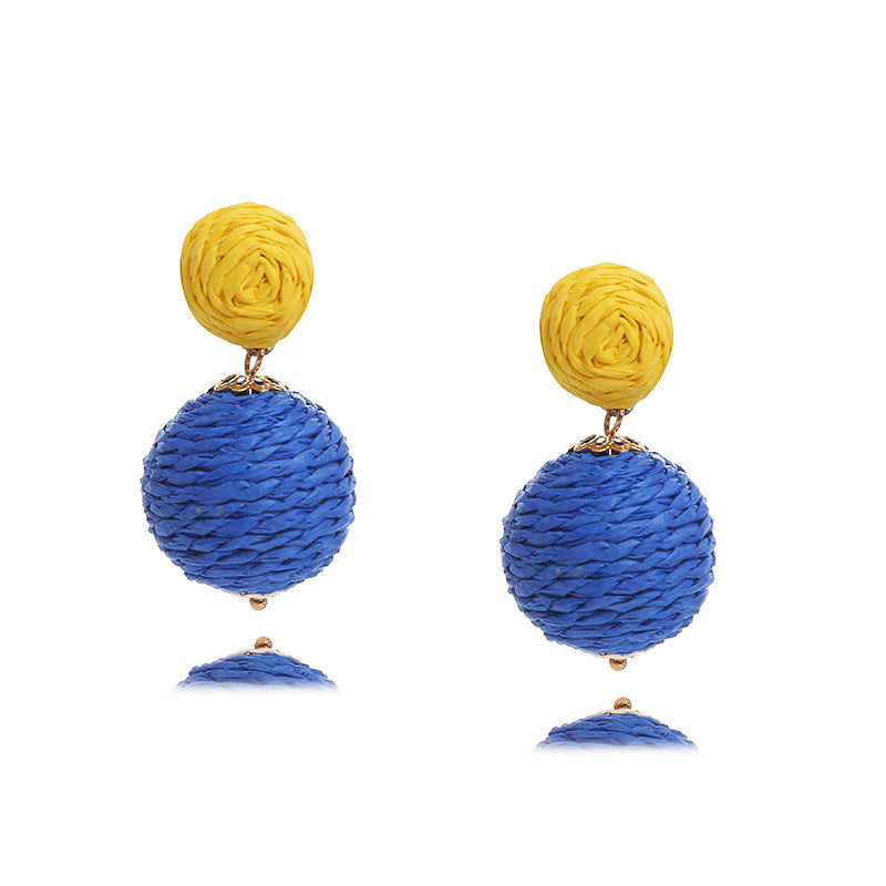 Wholesale Bohemian Handmade Wrap Ball Stud Earrings