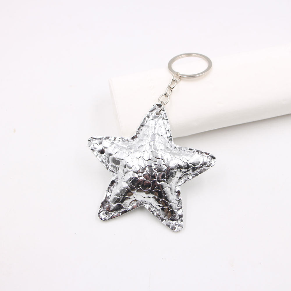 Wholesale Leopard Print Star Luggage Charm Keychain Champagne Gold Artificial Leather Chic Bag Charm For Boutique Resale