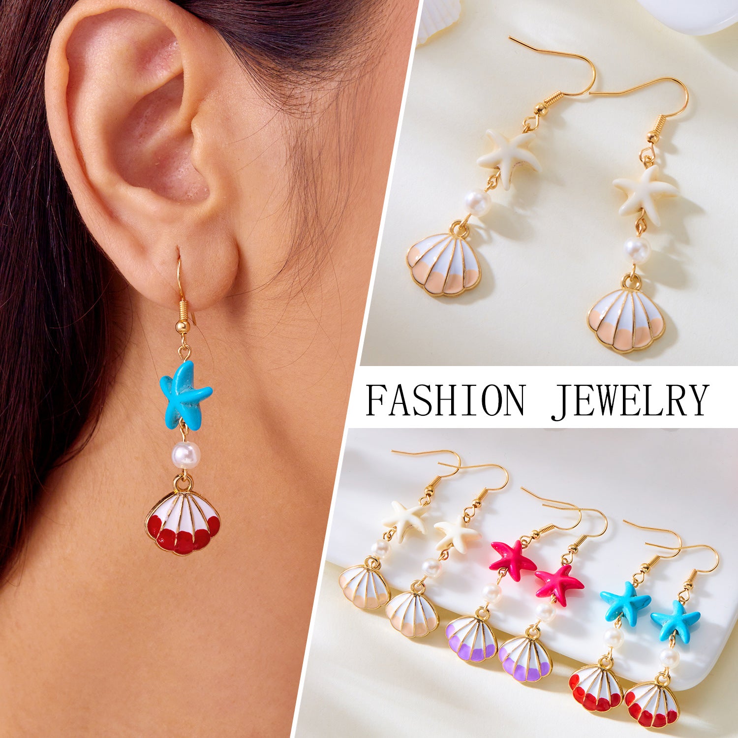 Wholesale Shell and starfish earrings series creative design personality earrings