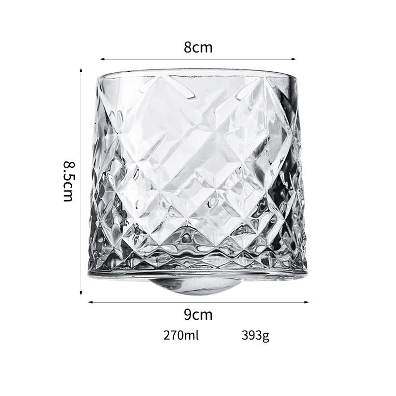 Wholesale Haisman thickened color glass creative rotating whiskey glass hand painted rotating cup with wooden tray decompression Cup