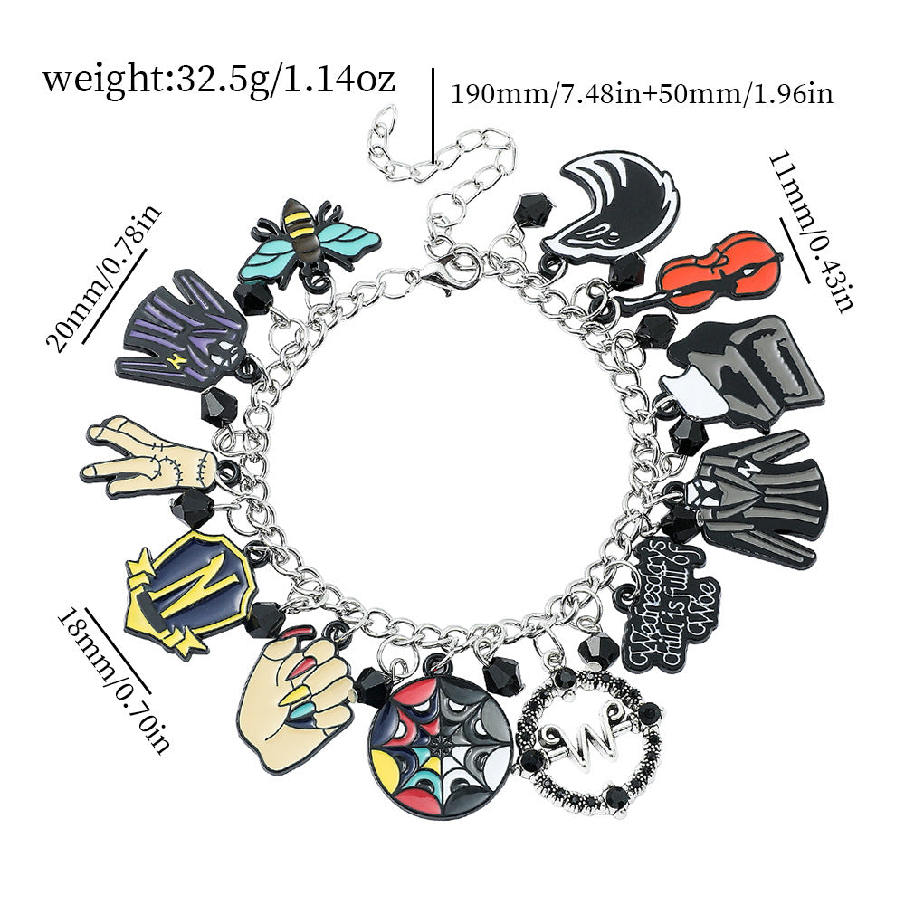 Wholesale 4PCS Black Wednesday Alloy Bracelet