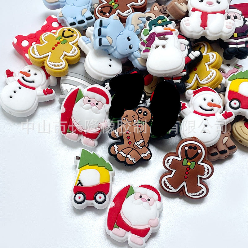 Wholesale 20pcs/pack Christmas silicone cartoon beads