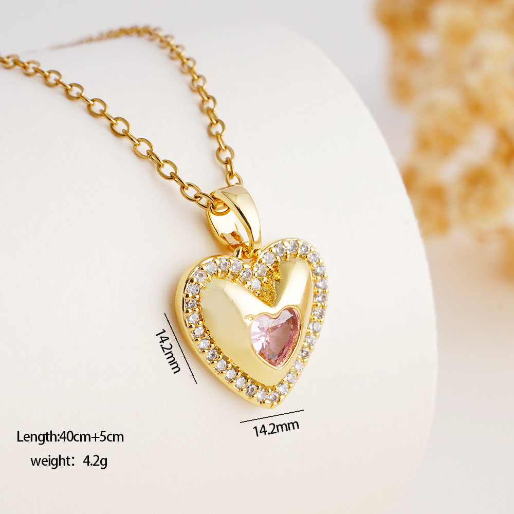 Wholesale Luxury Heart Flower Niche Temperament  Necklace