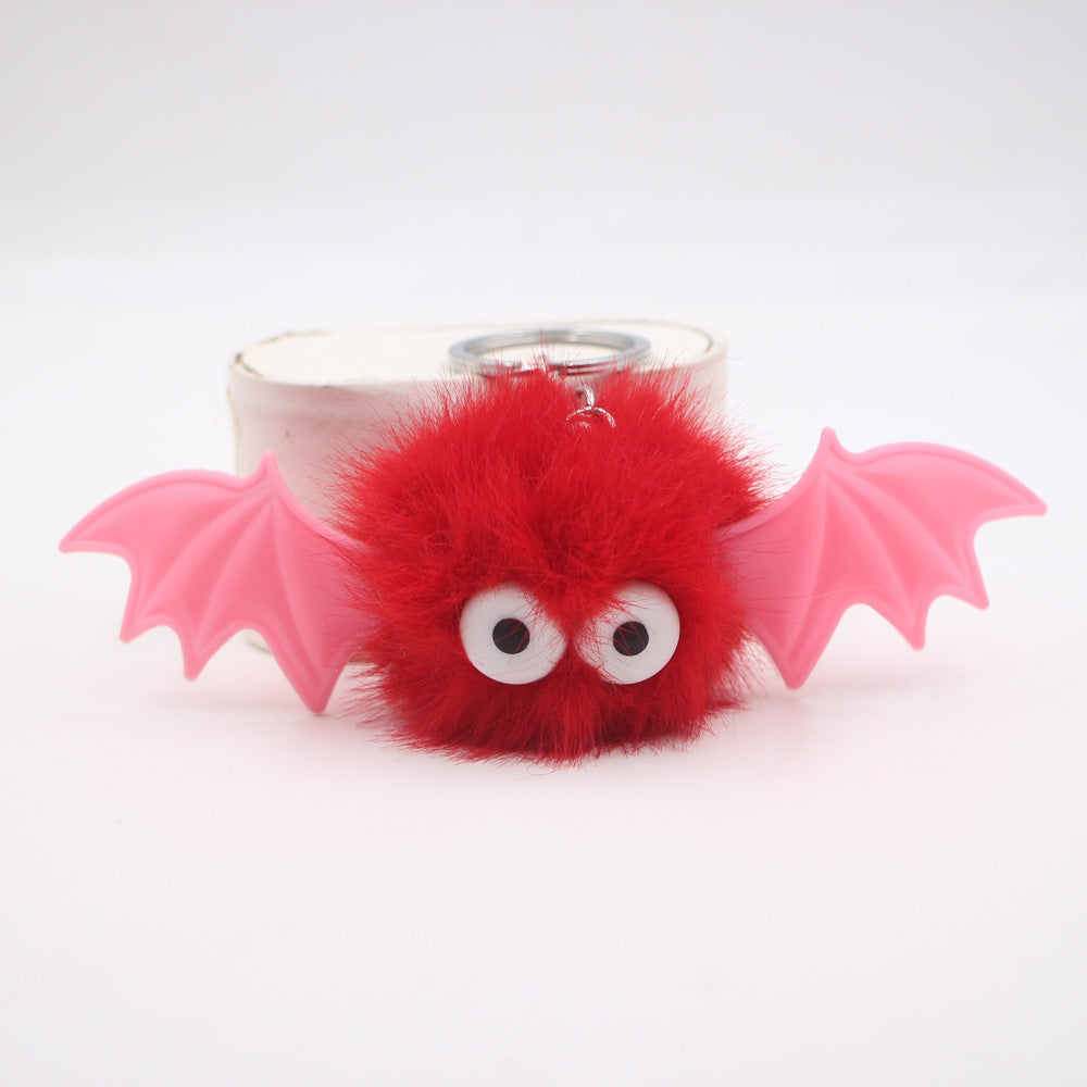 Wholesale Stylish  Black Bat Keychain Pendant Cute Plush Devil Design With Wings Zinc Alloy Hardware Bag Charm And Car Accessory