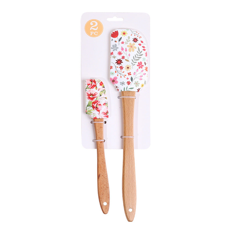 Wholesale Large and Small Set Cake Cream Spatula Wooden Handle Spatula