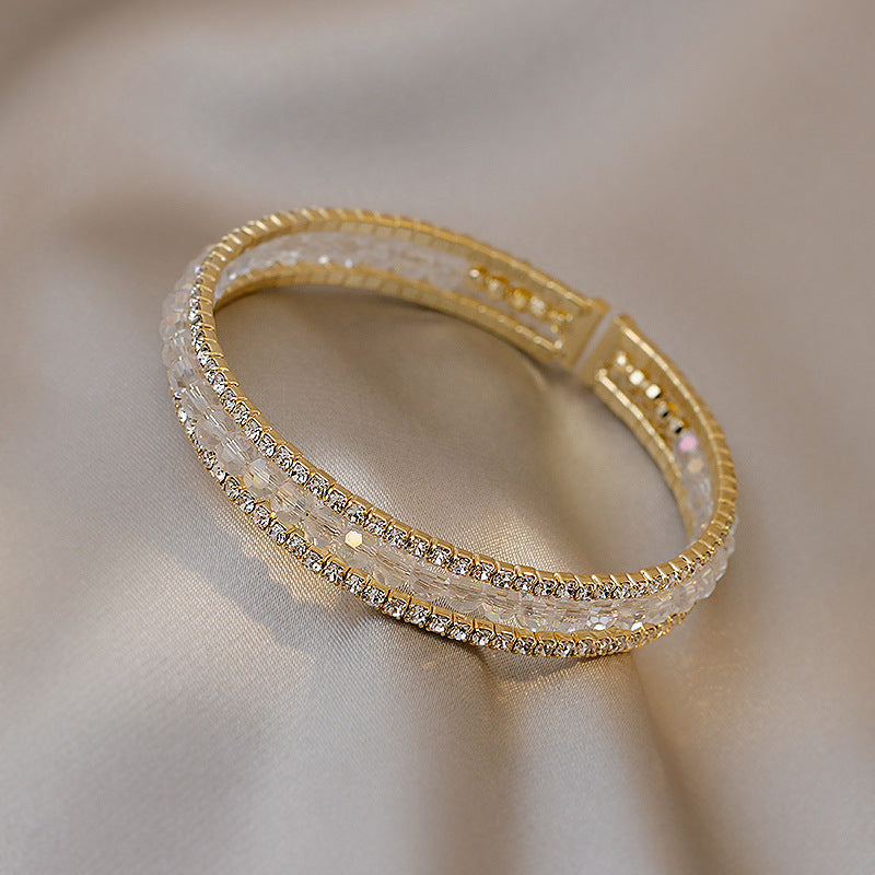 Wholesale Emerald Square Geometric Diamond Light Luxury Personality High-end Temperament Zircon Open Bracelet