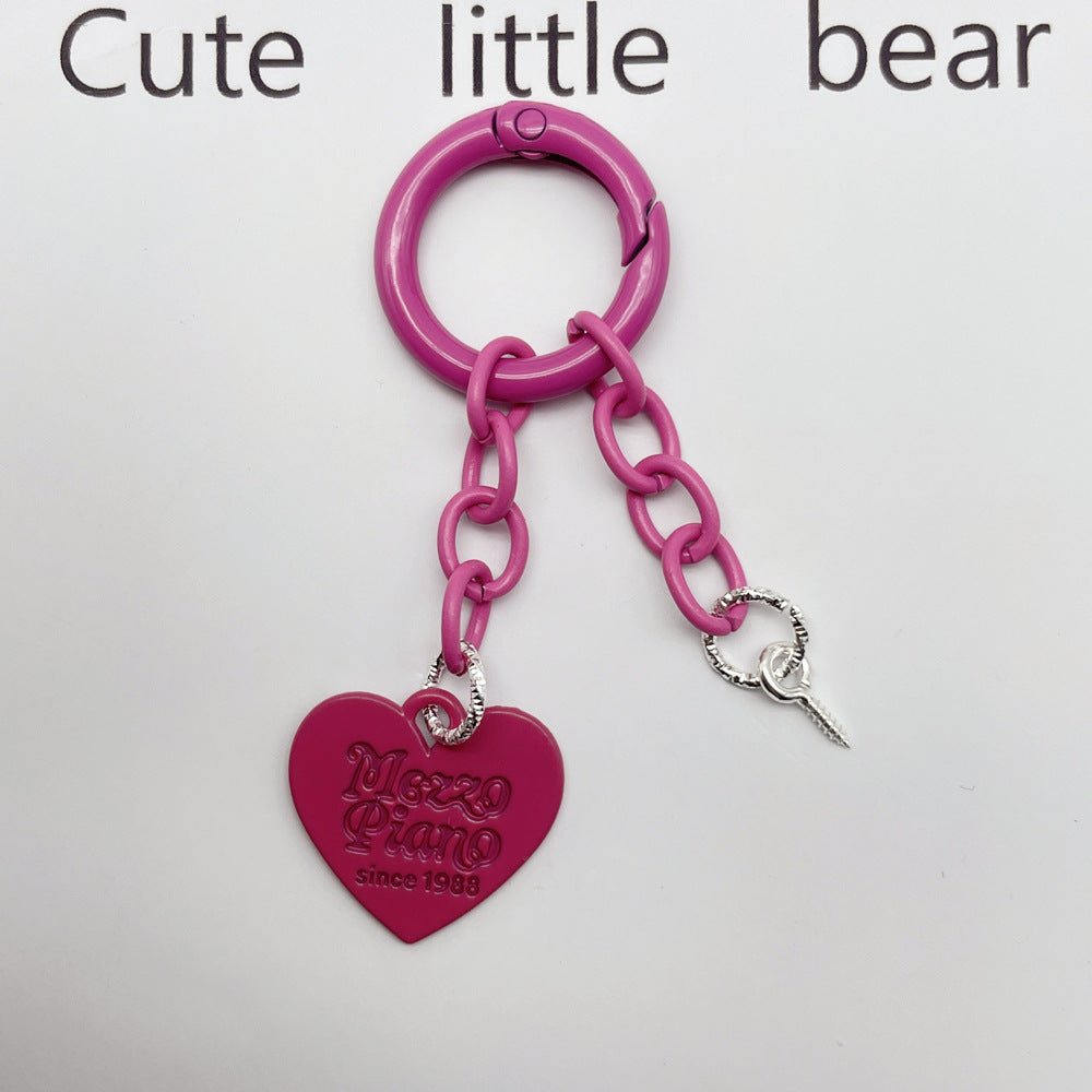 Wholesale Cute creative new keychain accessories color paint spring ring four-section chain love piece diy accessories pendant