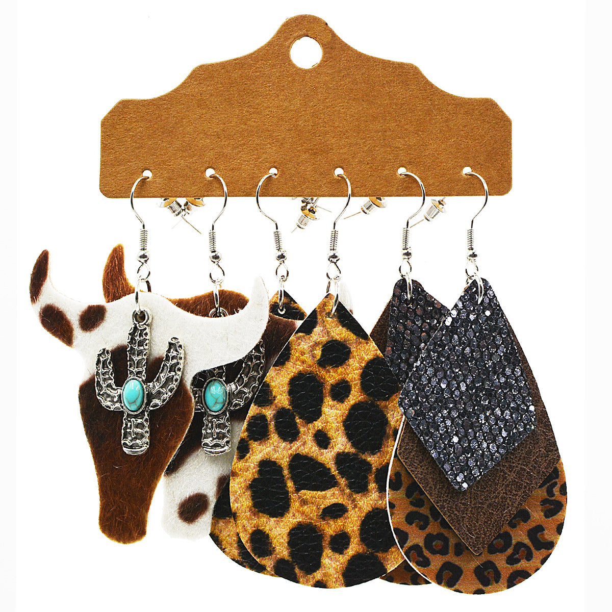 Wholesale Multi-layered Leather Earrings Symmetrical Love Earrings