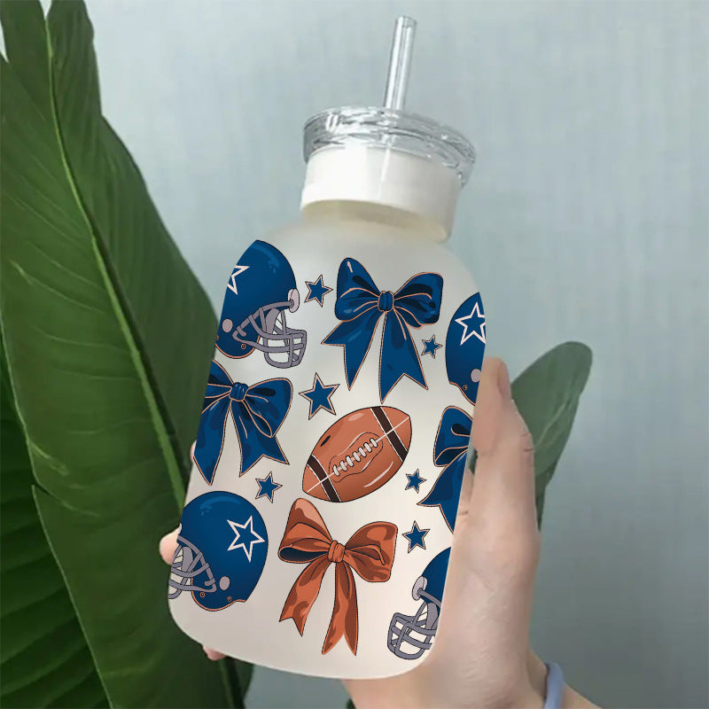 Wholesale Colorful rugby ball  16oz Cup UV DTF Wraps