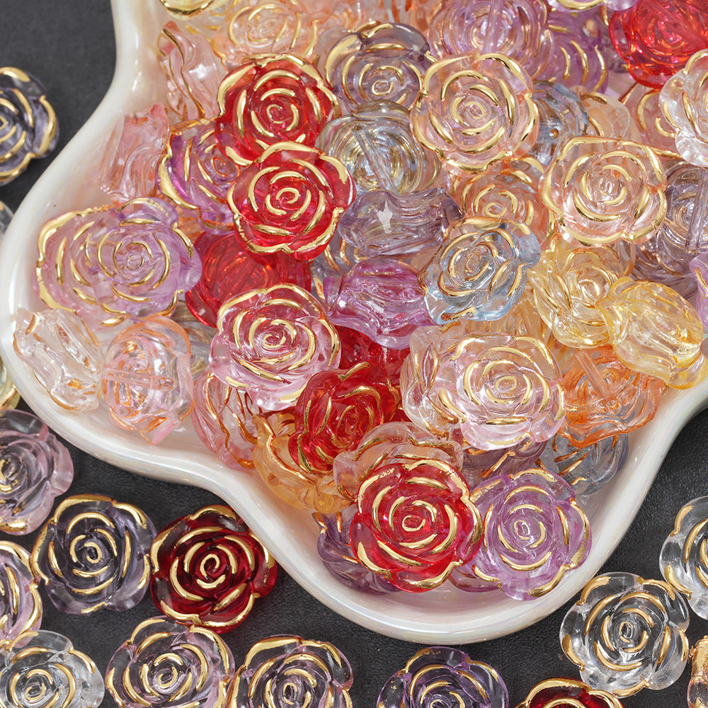Wholesale 10pcs small flower acrylic accessories imitation rose DIY Beads