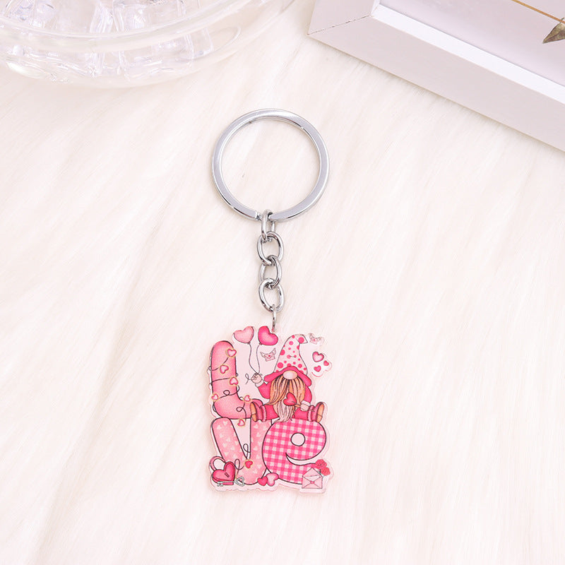Wholesale Valentine's Day Love Dwarf Flamingo Rainbow Acrylic Keychain