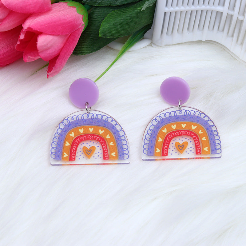 Wholesale Valentine' s Day Earrings Acrylic Splicing Fashionable t Heart Earrings