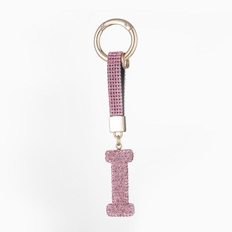 Wholesale Pottery Clay Water Diamond Alloy Dot Diamond Letter Keychain