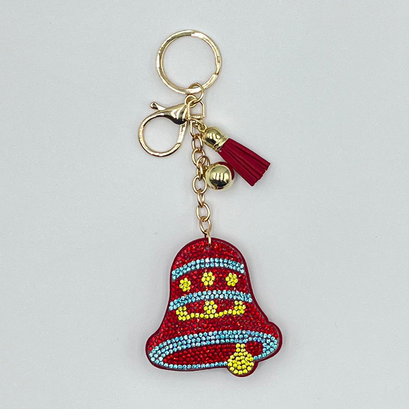 Wholesale Festive Rhinestone Christmas Tree Bag Charm Keychain With Crystal Tassel Trendy Fashion Accessory For Gift And Resale