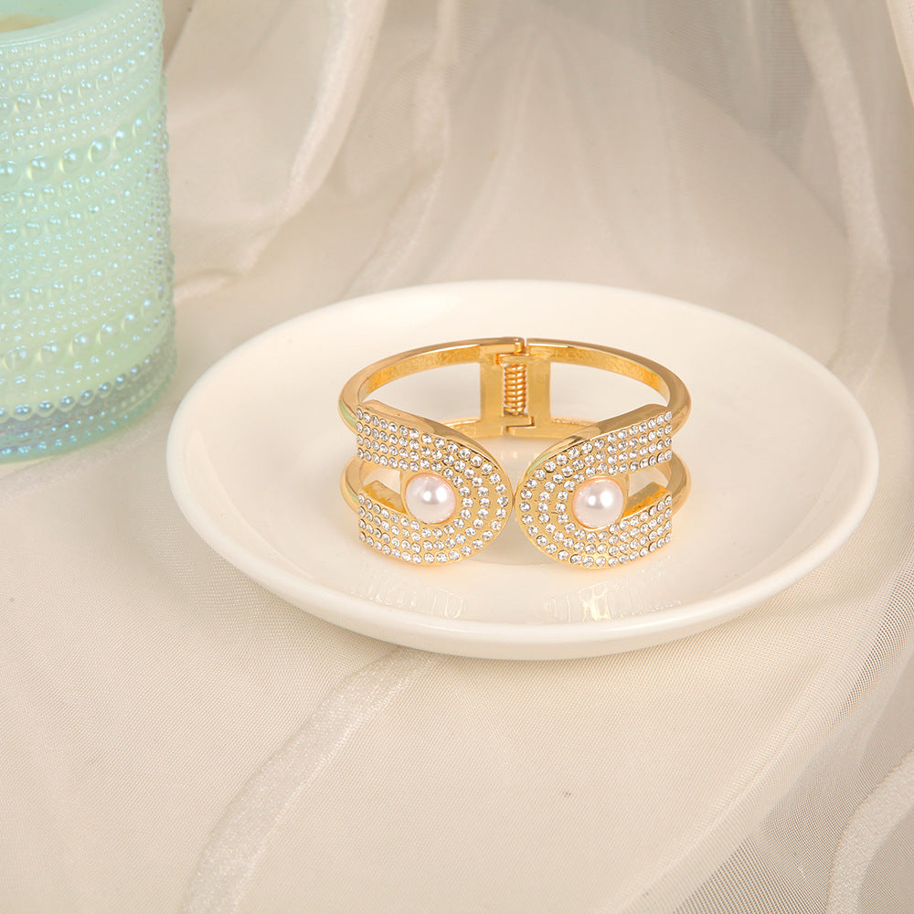 Wholesale Pearl double-layer semi open Layered Bracelet Set