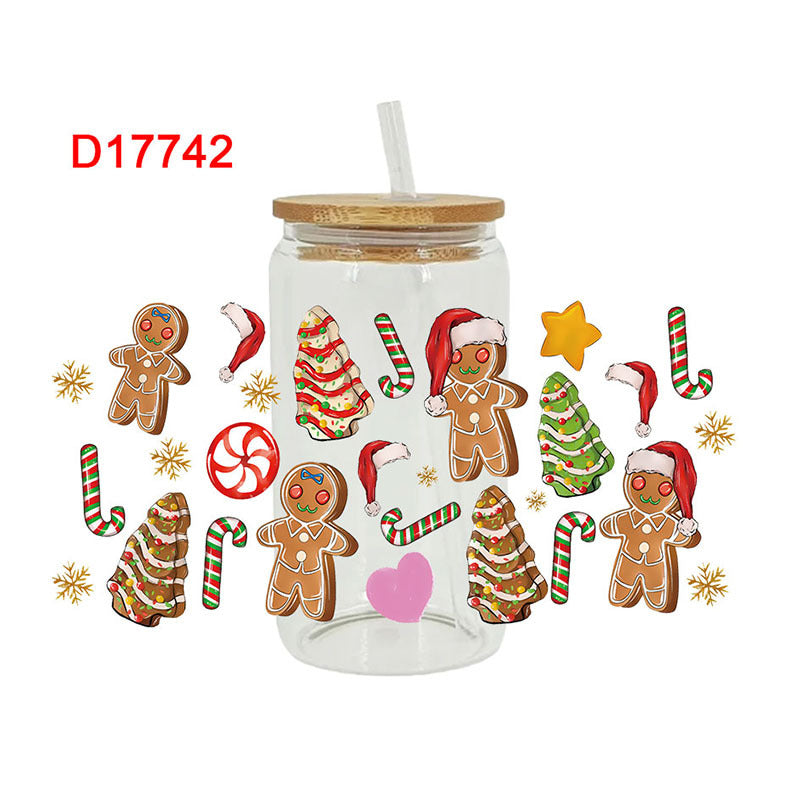 Wholesale Happy Christmas Series 16oz Cup UV DTF Wraps