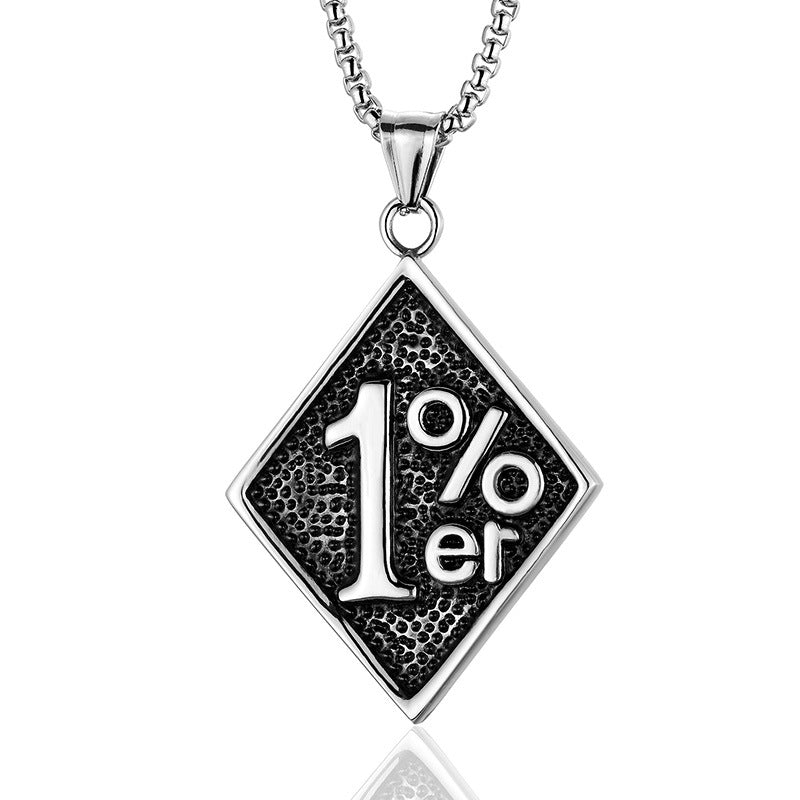 Wholesale Titanium Steel Necklace 1% er Number Men' s Pendant Necklace