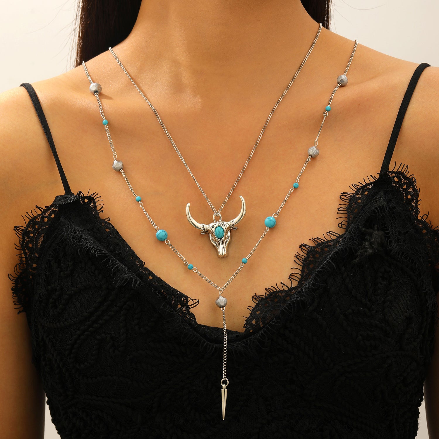 Wholesale Zinc Alloy Gothic Cross Pendant Necklace Punk  Design Electroplated Finish Fashion Jewelry Gift For Women