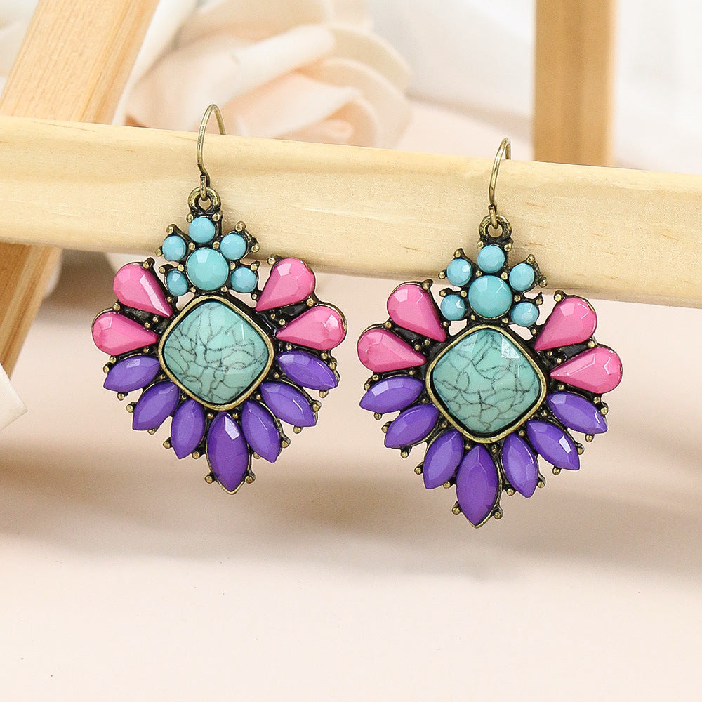 Wholesale Luxury Colorful Sherlock Water Drop Alloy Earrings