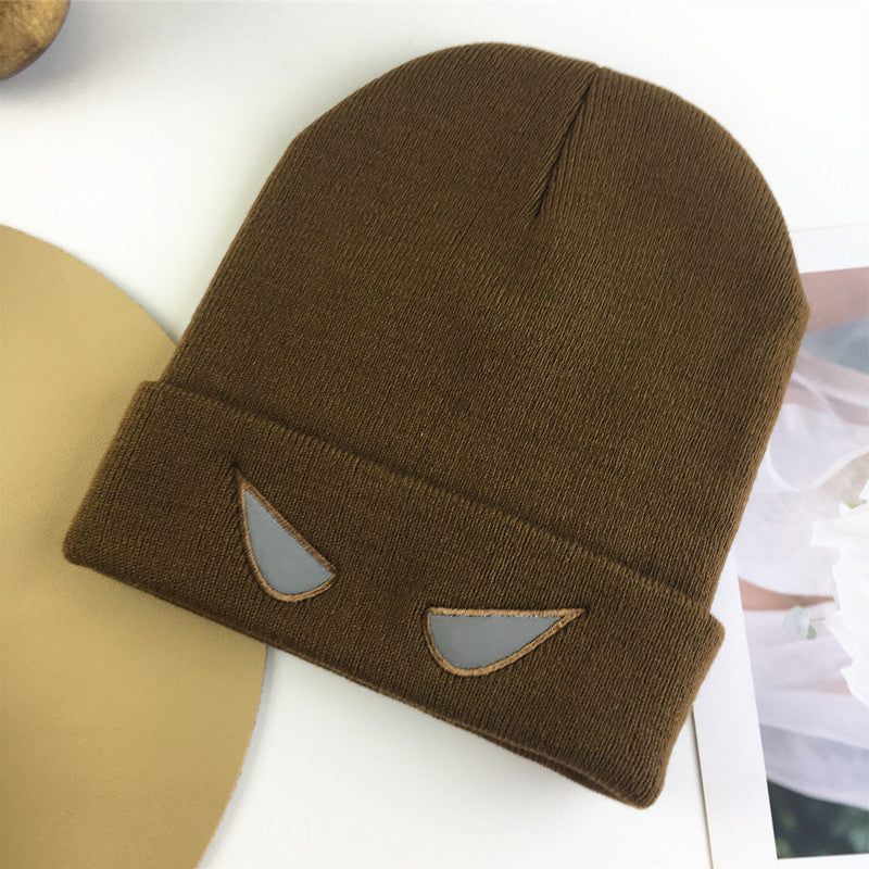 Wholesale Acrylic Autumn and Winter Reflective Devil's Eye Knitted Hats for Couples' Warm Woolen Hats
