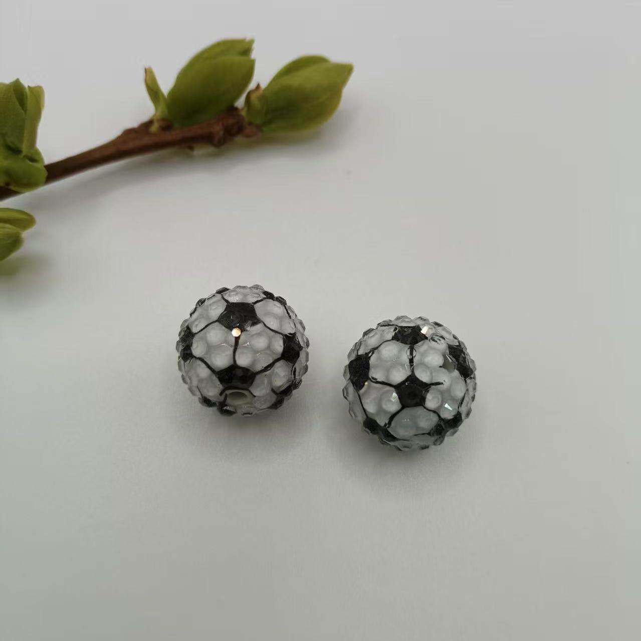 Wholesale 10pcs Sports style printed diamond ball Acrylic Beads