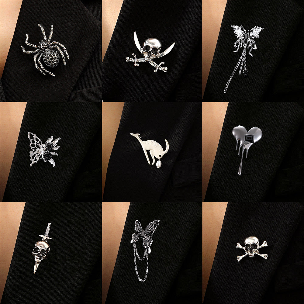 Wholesale Antique Silver Alloy Rhinestone  Brooch Pin  Gothic f Suit Jewelry Accessory