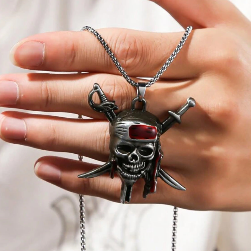 Wholesale Pirates of The Caribbean Captain Jack Sparrow Skull Punk Necklace