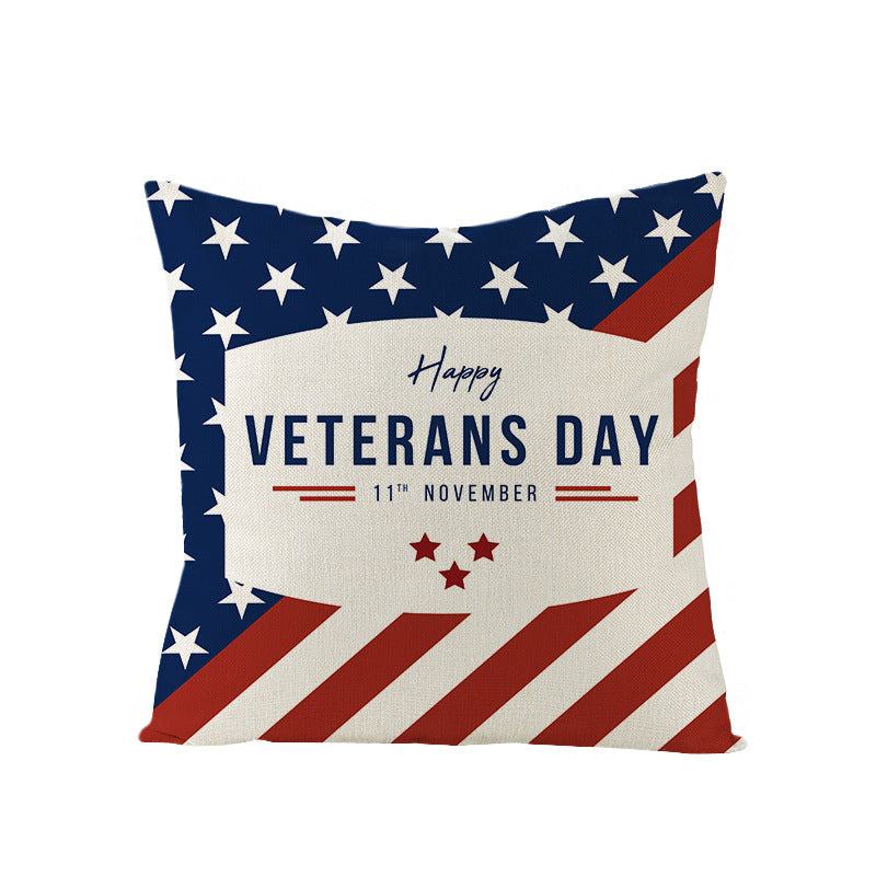 Wholesale of American Independence Day Red Blue Letter Polyester Pillow Covers