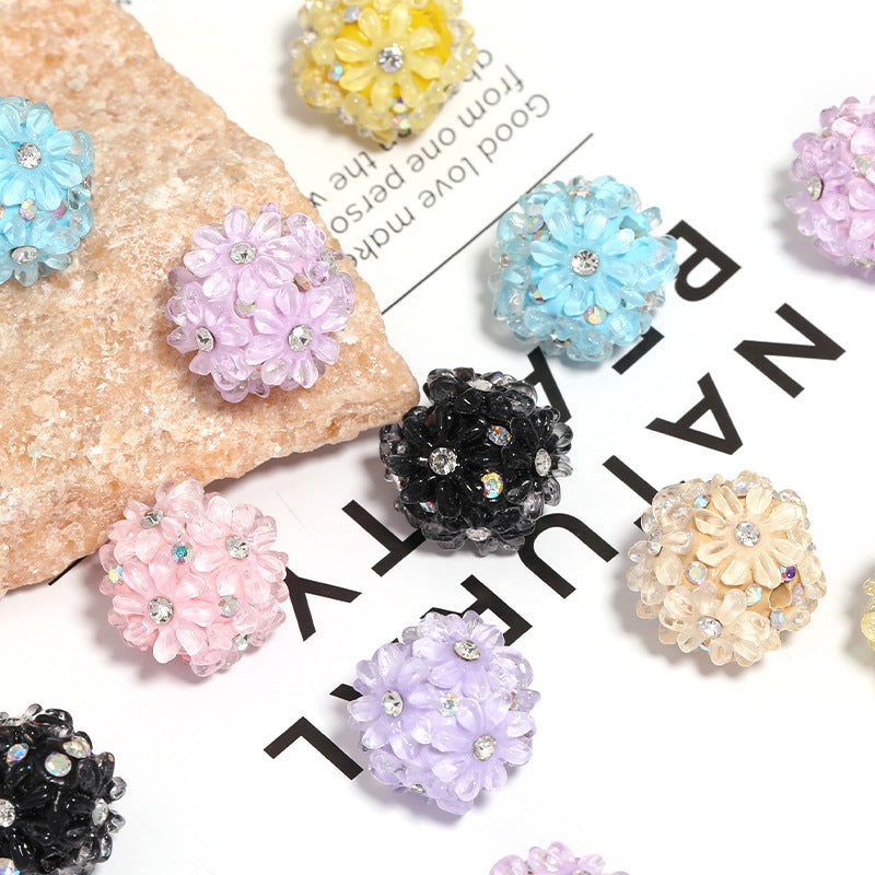 Wholesale 20pcs Diamond-Encrusted Flower Clay Diamond Ball Colorfulful Flower Ball Full of Diamond Beads