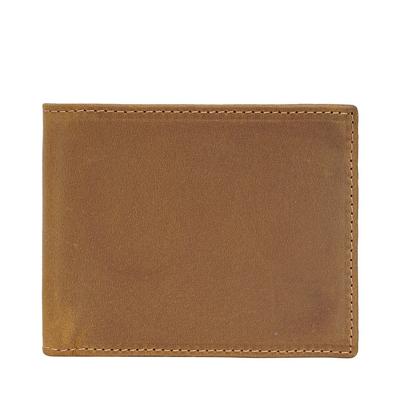 Wholesale retro cowhide men's short simple wallet