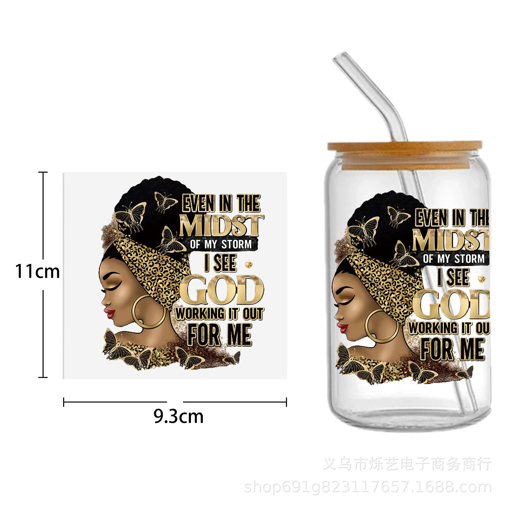Wholesale Black Girl Series UV DTF Transfer Crystal Cup Sticker
