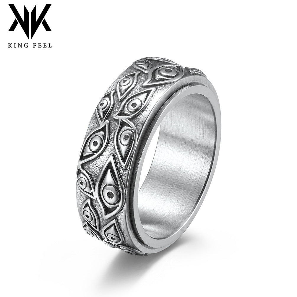 Wholesale Devil' s Eye Stainless Steel Rotating Men' s Ring