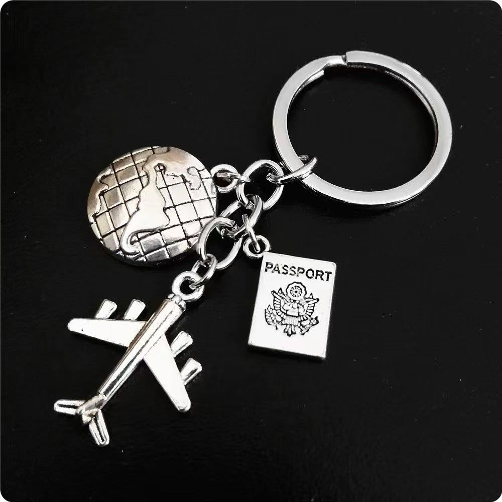 Wholesale No Matter Where Airplane Compass Camera Travel Keychain