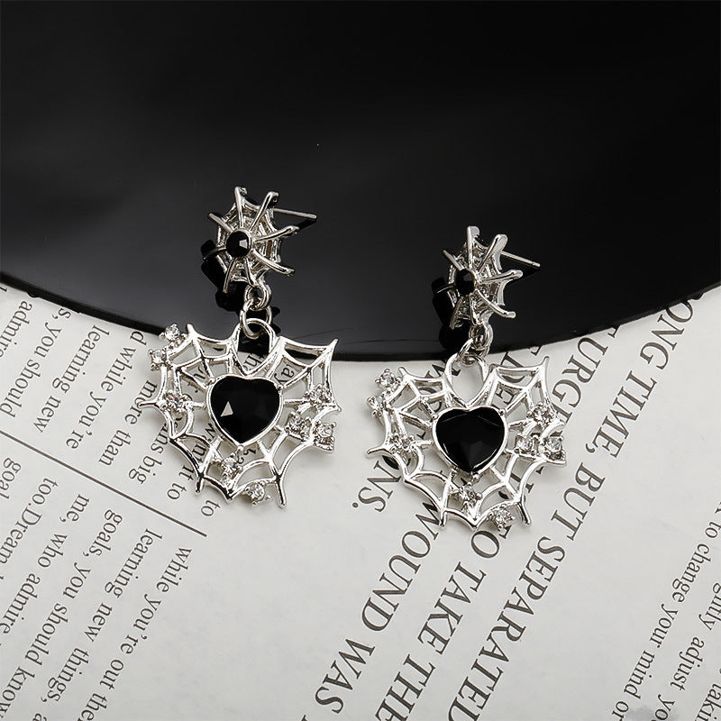 Wholesale Halloween Sweet Cool Dark Love Spider Web Earrings