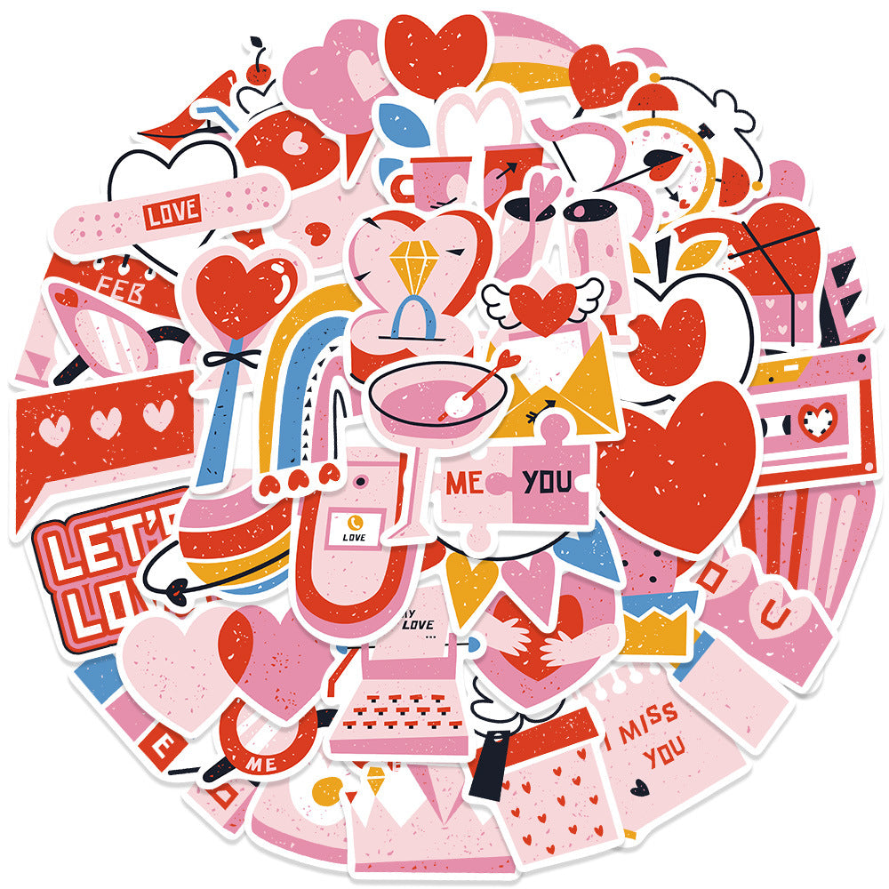 Wholesale  50pcs Valentine' s Day Love Cartoon  Stickers