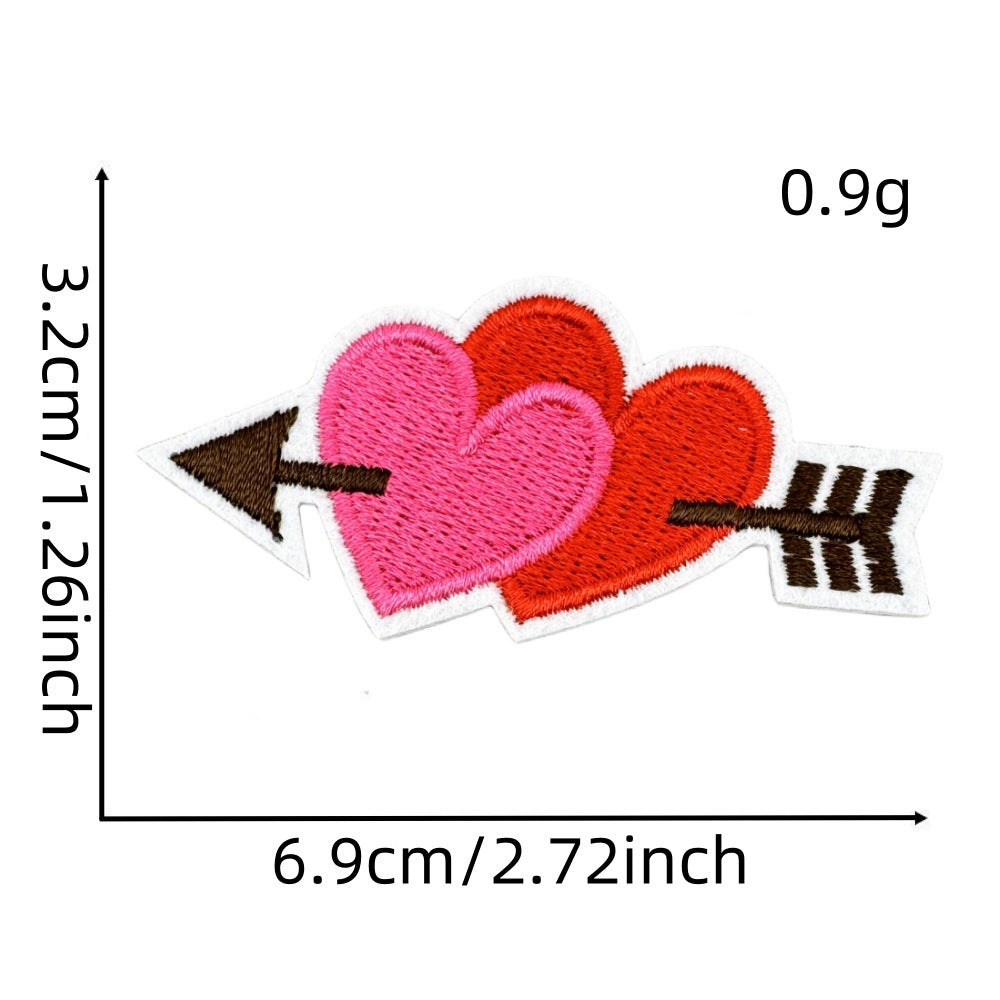 Wholesale Embroidered Iron On Patch Pink Valentine Hearts Cute Bear Design Wedding Scrapbook Decor Fashion DIY Accessory