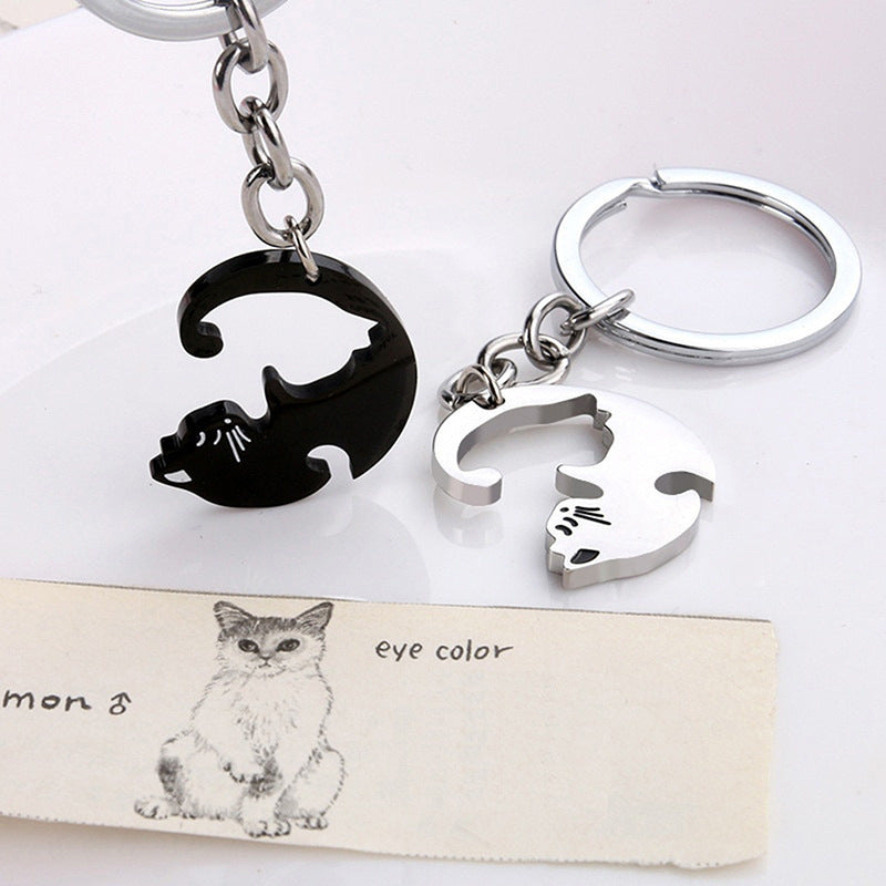 Wholesale Love Cat Stainless Steel Keychains