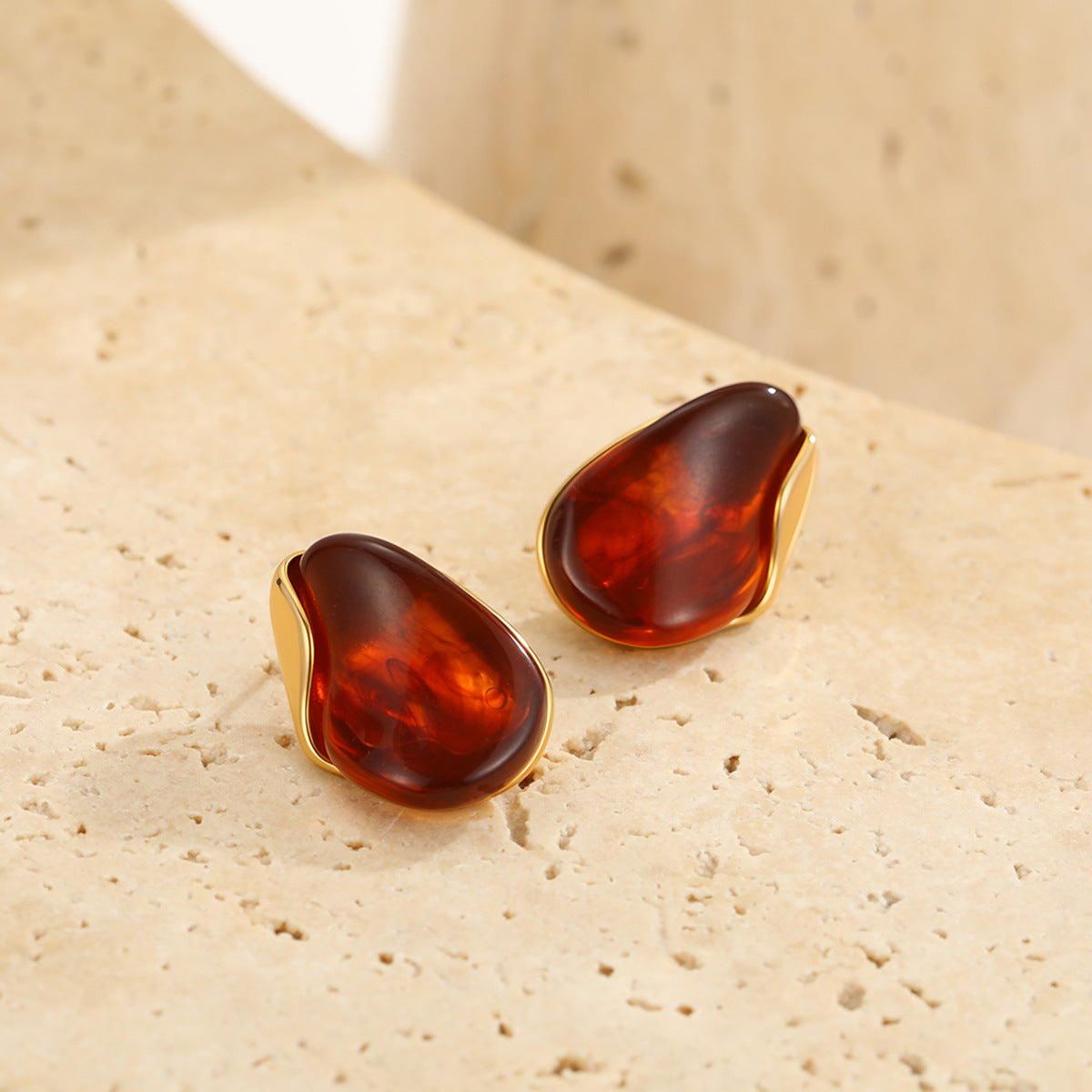 Wholesale Amber  Patchwork Resin Earrings