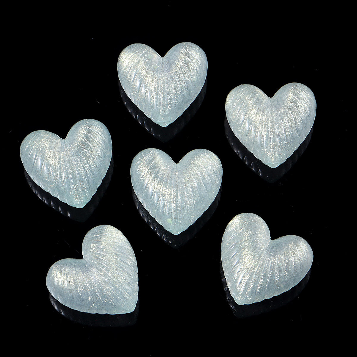 Wholesale 20pcs luminous colored striped heart-shaped acrylic beads