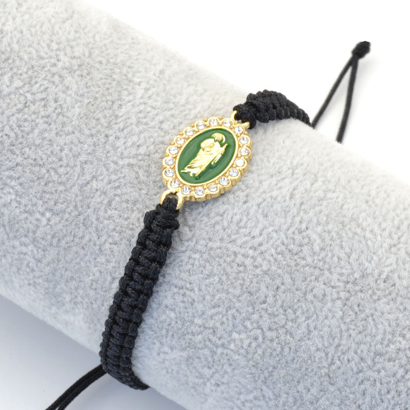 Wholesale Religion Diamond-encrusted Religious Our Lady Woven Bracelet