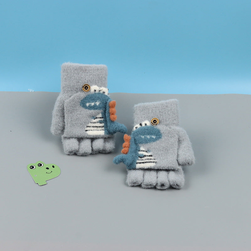 Wholesale Winter Cartoon Cute Little Dinosaur Cashmere Children's Gloves