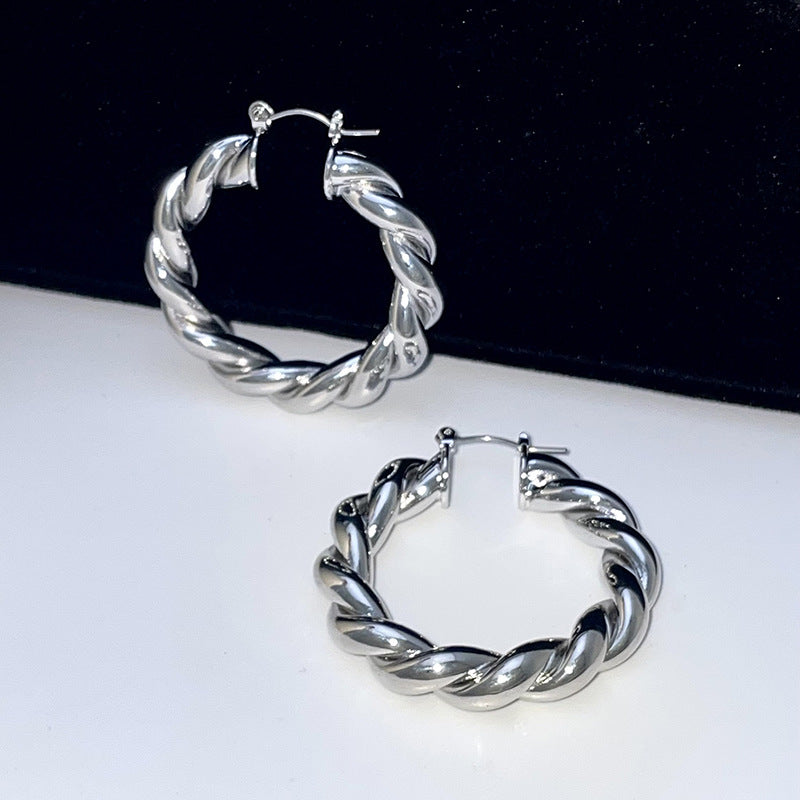 Wholesale Geometric Twist Big Circle Alloy Earrings