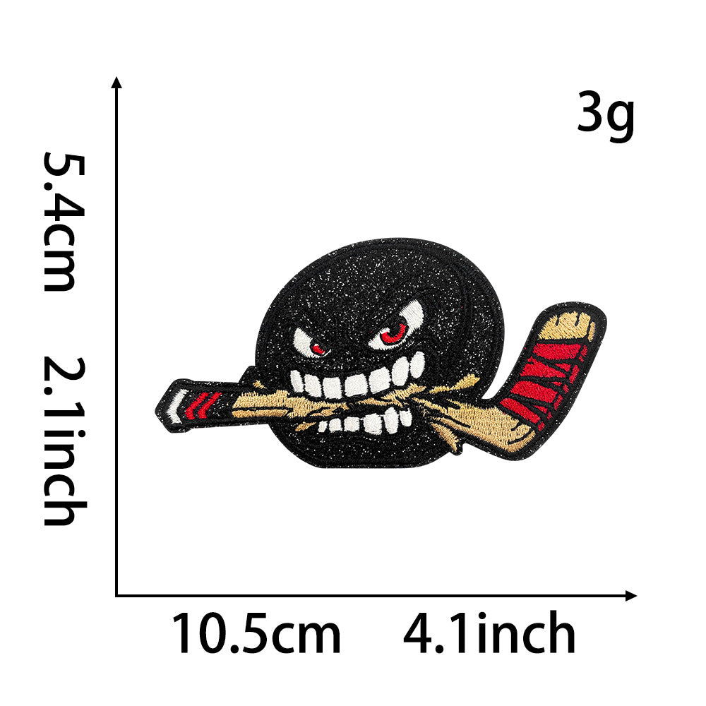 Wholesale Ice Hockey Theme Embroidered Patches Iron On DIY Adhesive Polyester For Clothing Helmets