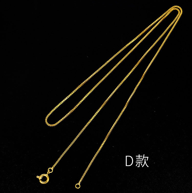 Wholesale 12pcs Gold-plated Simple Plain Chain Snake Bone Chain Box Pearl Necklaces